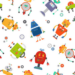 Robot Seamless Pattern - Colorful vector image