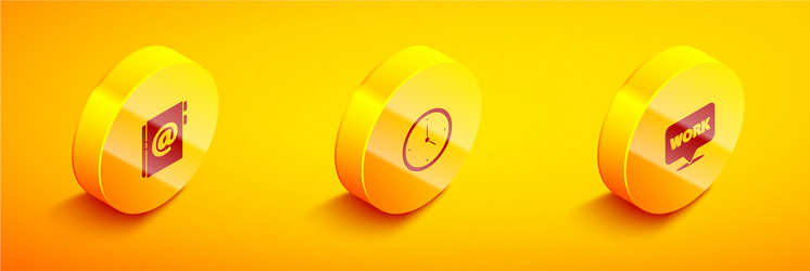 set isometric address book clock and location vector image