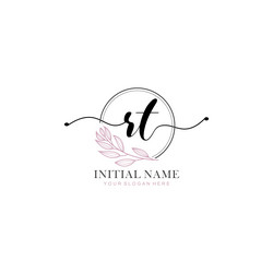 beauty floral rt initial logos for branding Vector Image