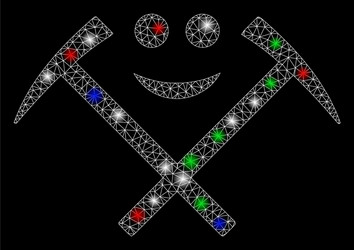 bright mesh network happy mining hammers vector image