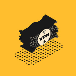 isometric vpn in circle with microchip circuit vector image