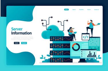 Server information landing page design regulate vector