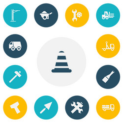 Set of 13 editable building icons includes vector