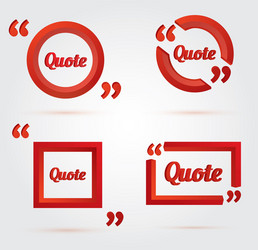 Set of quote template with 3d red form vector