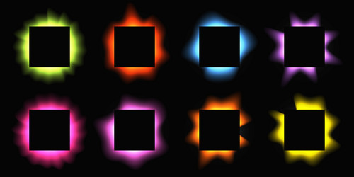 set of square illuminate light frames vector image