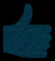 Thumb up mosaic icon of halftone circles vector