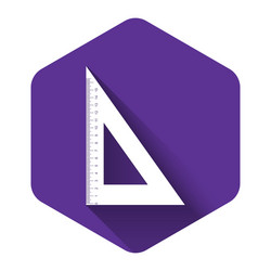white triangular ruler icon isolated with long vector image