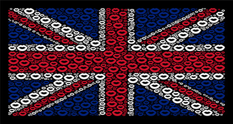 british flag pattern of sexy lips icons vector