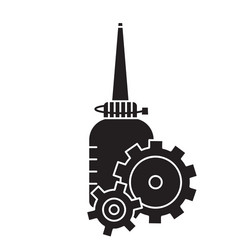 cutout silhouette oiler with two gearwheels vector