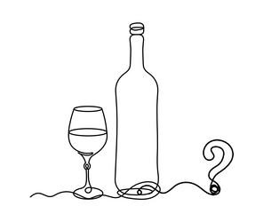 drawing line wine with question mark on the white vector image