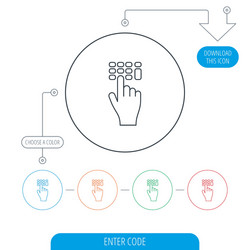 enter pin code icon click hand pointer sign vector image