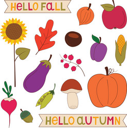 Fall cartoon set Royalty Free Vector Image - VectorStock