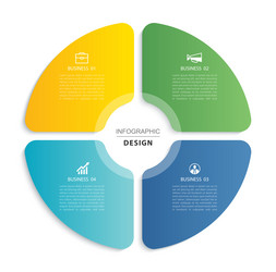 infographics circle timeline with 4 number data vector image