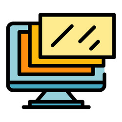 Monitor web interface icon color outline vector