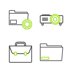 set line document folder briefcase presentation vector image