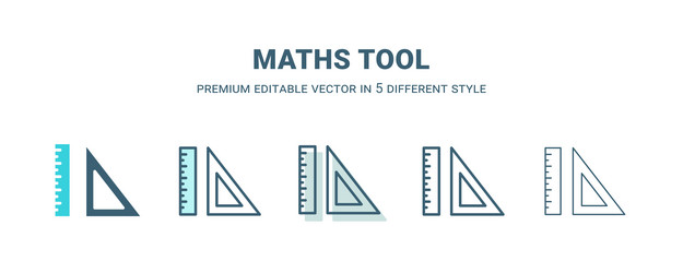 maths tool icon in 5 different style outline vector image
