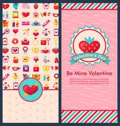 set beautiful vertical banners for happy valentine vector