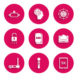 set ssd card tablet with text 5k cloud vector image