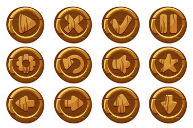 wooden collection kit buttons for ui game vector image