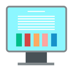 Blue computer screen stand monitor with data vector