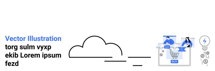 cloud computing integration with online shopping vector image