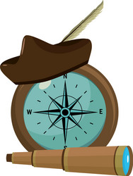 compass with hat and monocular navigation tools vector