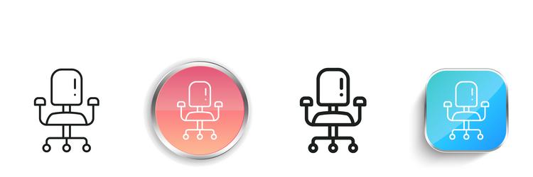 desk chair icon thin linear regular and button vector image