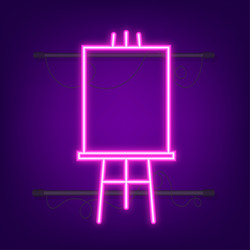 easels with mock up empty blank square neon icon vector