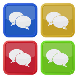 Four square color icons two speech bubbles vector