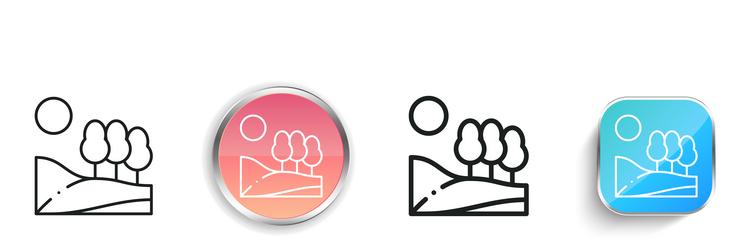 hill icon thin linear regular and button style vector image