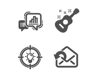 Idea guitar and graph chart icons send mail sign vector