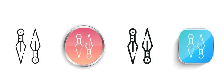 kunai icon thin linear regular and button style vector image
