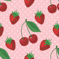 Seamless pattern with strawberry and cherry vector