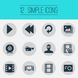 set of simple media icons vector image