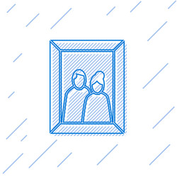 blue line picture frame on table icon isolated vector