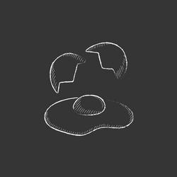 Broken egg and shells drawn in chalk icon vector