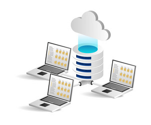 Cloud computing concept with servers and vector