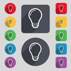 Light bulb icon sign a set of 12 colored buttons vector
