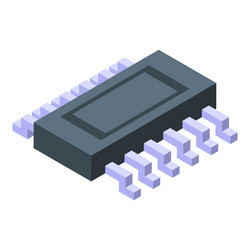 microchip with contacts connecting to motherboard vector image