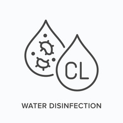 water disinfection flat line icon outline vector