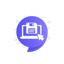 backup floppy disk icon with laptop vector image