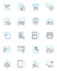 Blockchain-based finance linear icons set vector