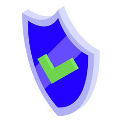 blue shield displaying green check mark vector image
