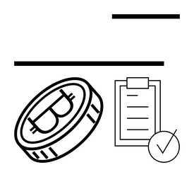 cryptocurrency coin with checklist and checkmark vector image