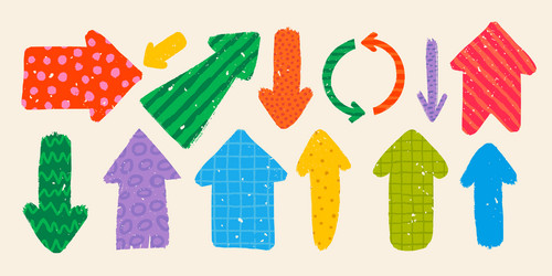 hand drawn arrows with various patterns vector image