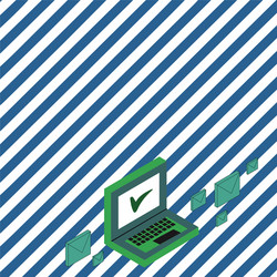 Mail envelopes around laptop with check mark vector