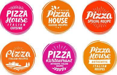 pizza icons set collection labels for menu design vector image