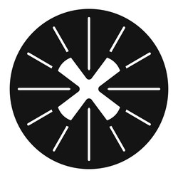 round button icon with x shape surrounded by lines vector image