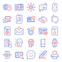 technology icons set included icon as upload file vector image
