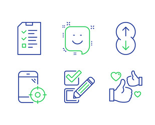 Checkbox scroll down and smile icons set vector